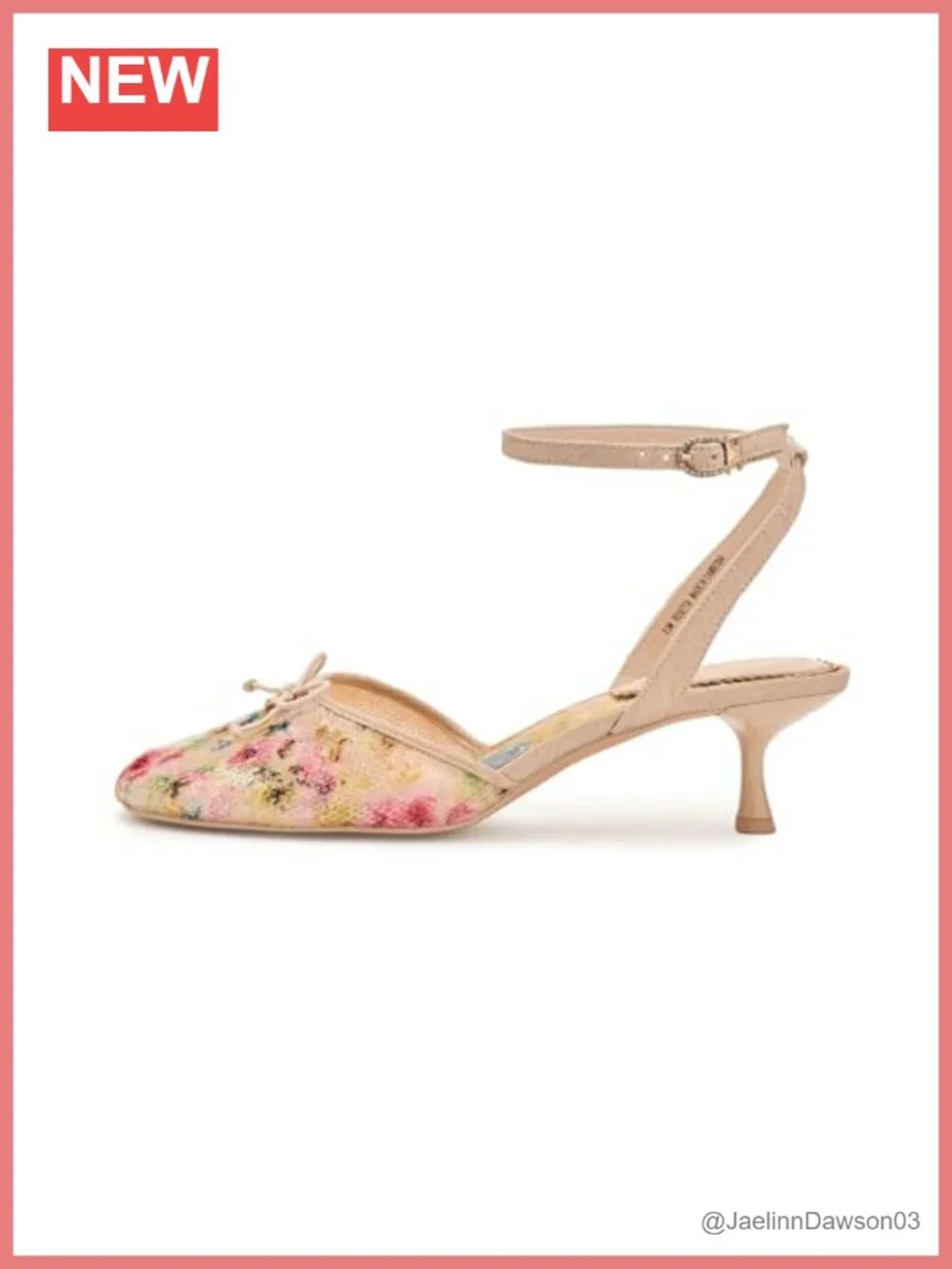 Women's Kitten Heel Pumps with Cross Ankle Strap Round Toe
